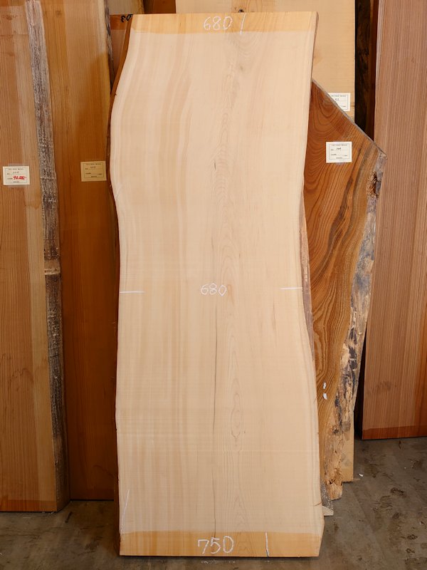 H-226 桧檜ヒノキひのき 国産 天然耳付き板 2000×750 天然乾燥材